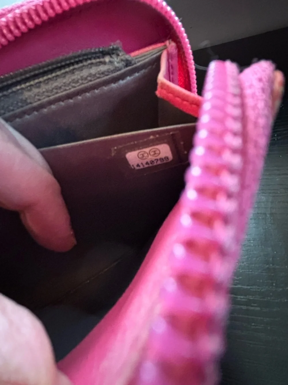 Authentic Chanel Lucky Symbols Embossed Patent Leather Long Zippy Wallet – Coral
